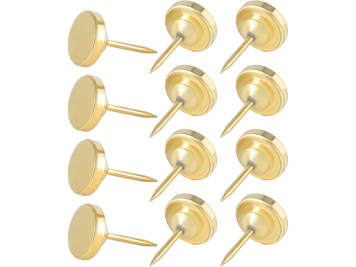 Pacote com 20 Tachinhas de Cabeça Chata Healeved em Aço Carbono Dourado 16 X 1 Cm para Murais, Mapas e Pôste