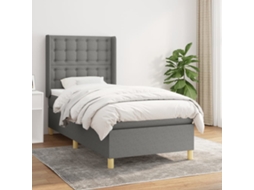 Vidaxl Cama com Molas/colchão 100x200 Cm Tecido Cinza escuro