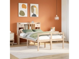 Vidaxl Cama Com Estante Sem Colchão 135x190 Cm Pinho Maciço