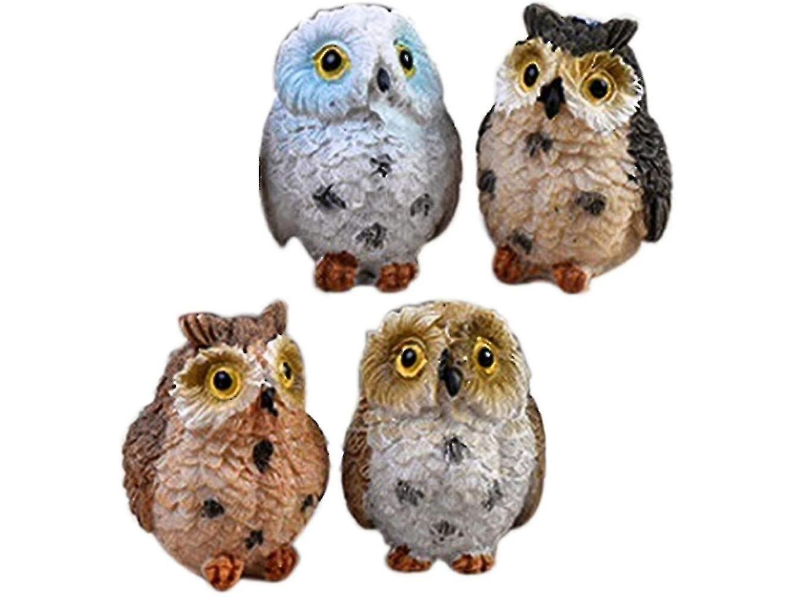 4 Peças Mini Corujas Ornamentos De Jardim Estatuetas De Resina Boneca Olysi Shop