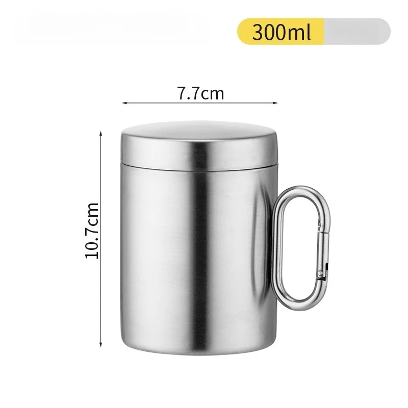 Copo de Aço Inoxidável 304 de Parede Dupla , com Fivela, Ideal para Caminhadas, Acampamentos e Piqueniques. MDUG (200 Ml)