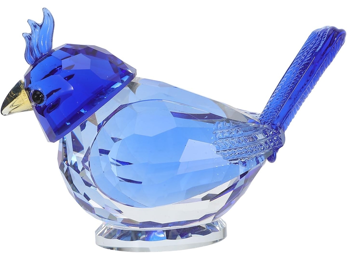 Estatueta Pássaro Cristal Chifres Estátua Decorativa Papel Central Escultura Decoração Azul Mesa Peso Peça GOKOCO