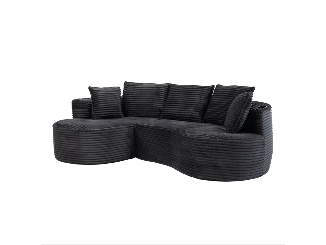 Sofá De Corda Macio E Respirável Com Porta-copos E Bolso, Espuma De Alta Densidade Para Conforto. Inclui Almofadas, Pronto Para Uso!