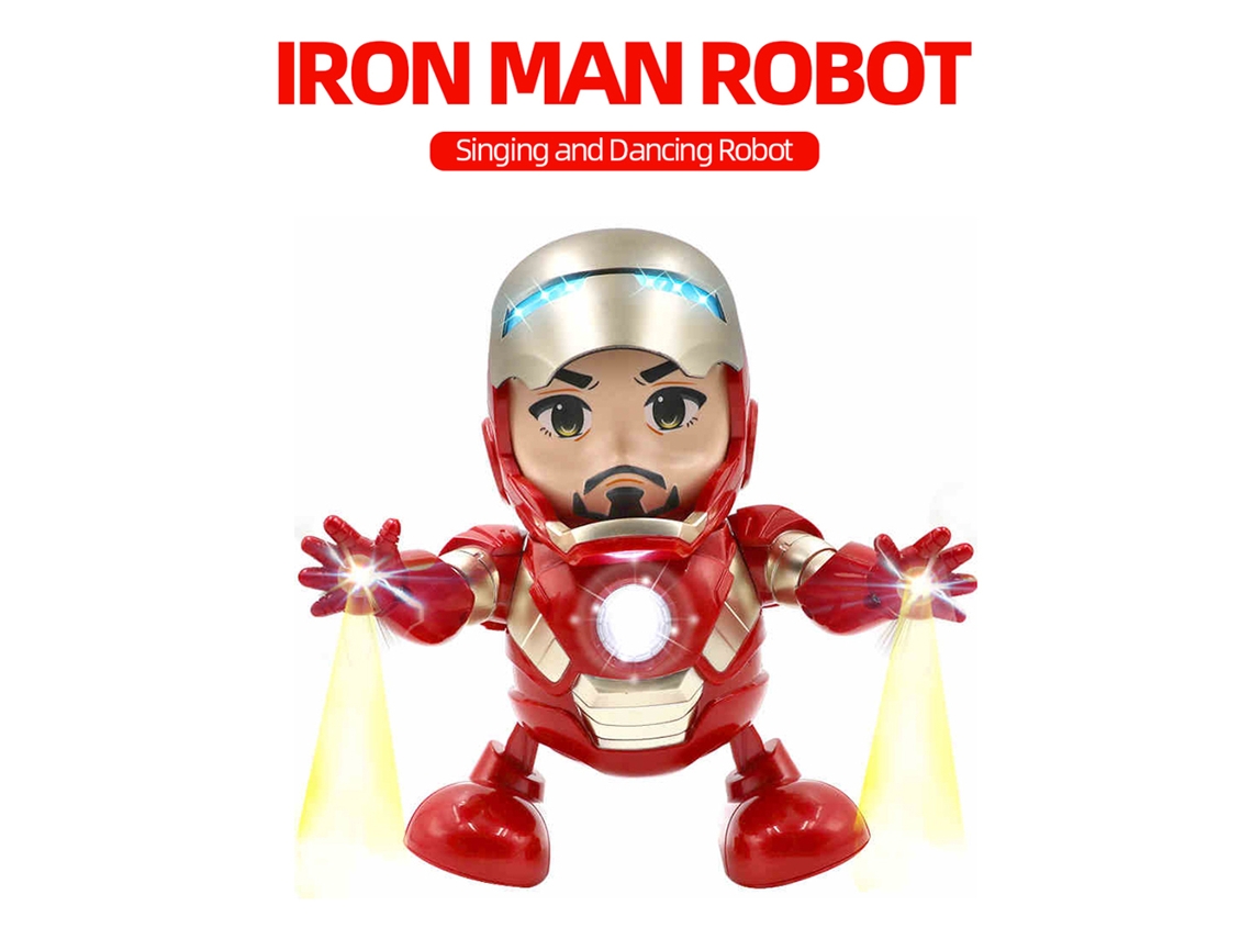 Brinquedo Homem De Ferro Robô Dancante Led Cantando Presente Marvel Vingadores Para Crianças Adultos