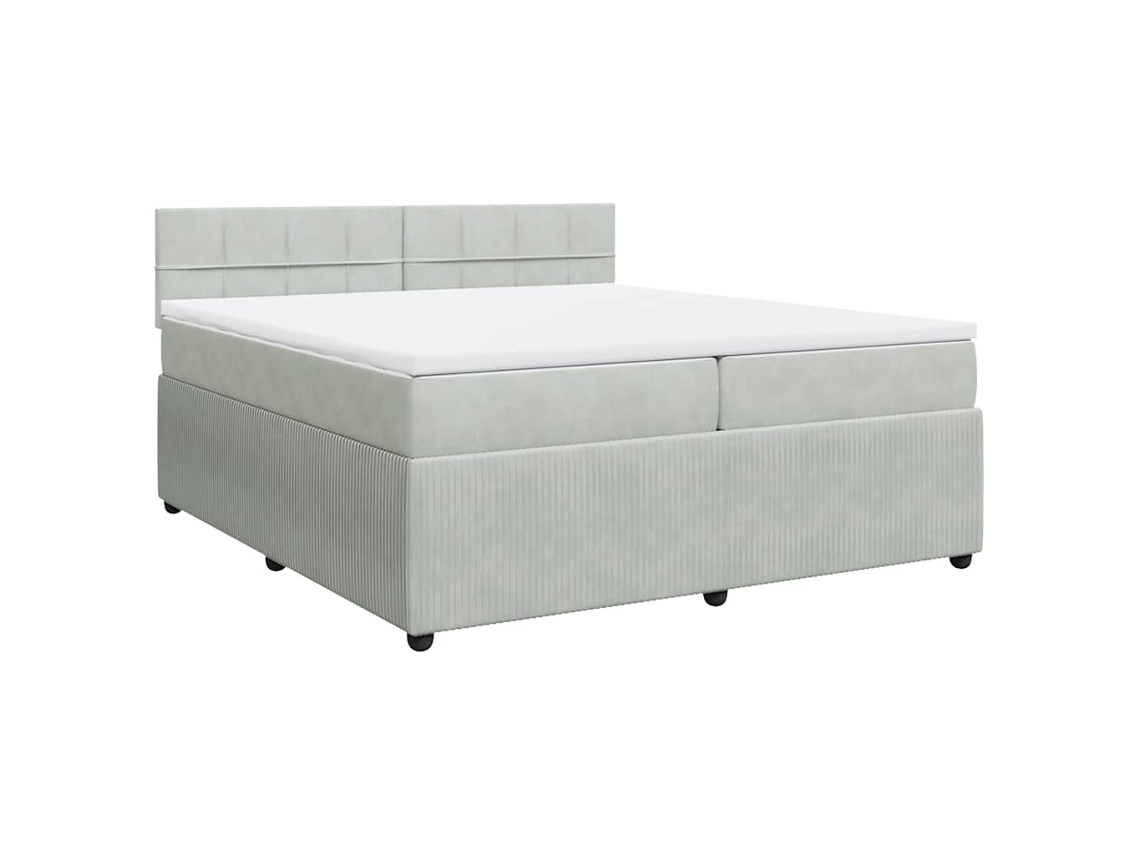 Cama com Molas e Colchão Veludo Cinzento Claro MAISON EXCLUSIVE (200x200 cm)