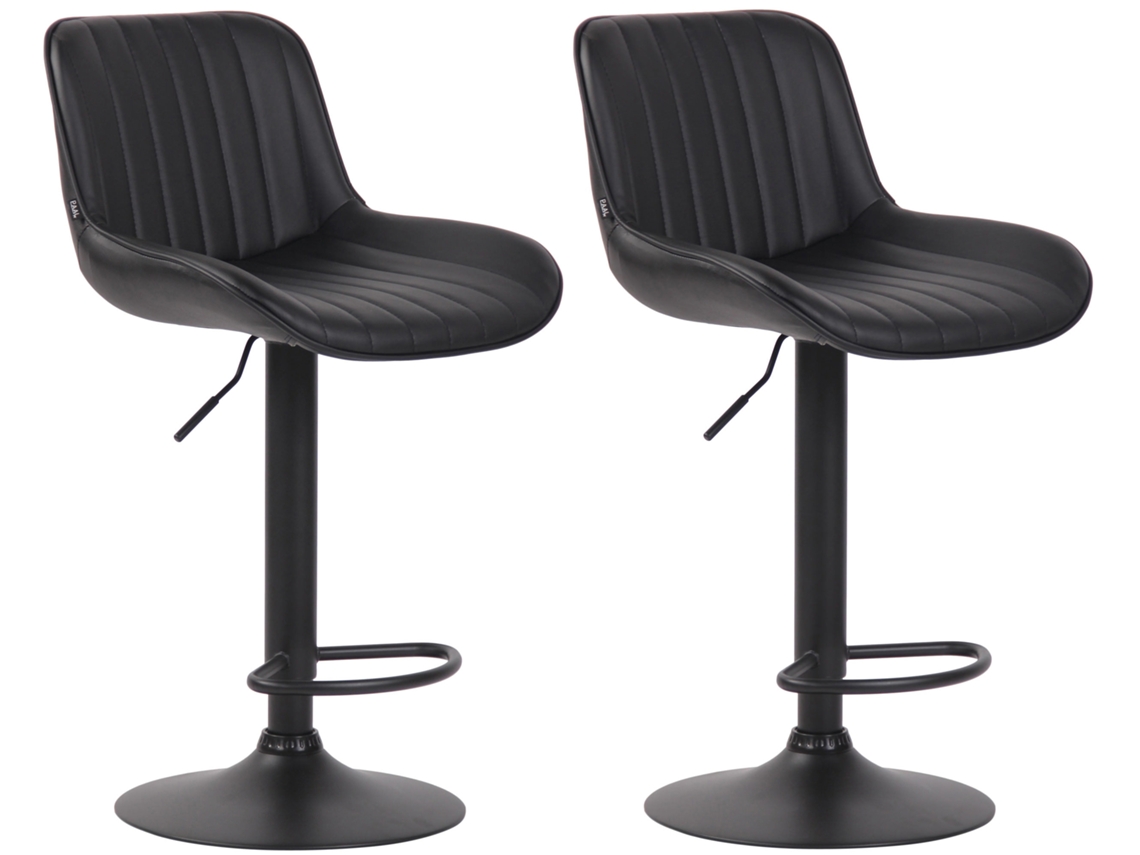 Conjunto de 2 bancos de bar Lentini em imitação de pele preto/preto CLP