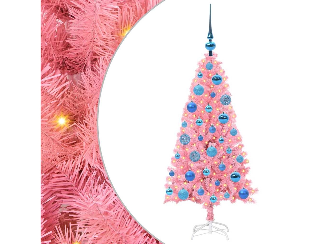 Árvore De Natal Artificial Com Led Vidaxl Rosa Pvc (120 Cm)