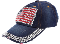 Boné De Beisebol Unissex Com Estampa Da Bandeira Americana E Detalhes Brilhantes.