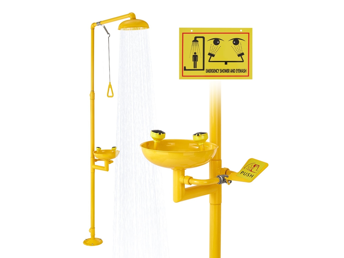 Estação De Lavagem Ocular Vevor Com Chuveiro De Emergência 87 X 40 X 233 Cm, Amarelo