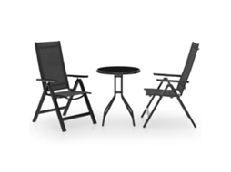 Conjunto 3 de bistrô VIDAXL preto e antracite