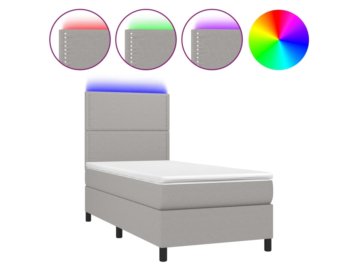Box Spring Bed, Box Spring Beds Vidaxl Cinzeto Tecido (100 X 200 Cm)