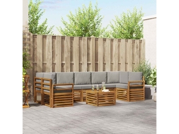 Vidaxl Conjunto De Sofás Para Exterior 8 Unid. Cinza Natural E Claro