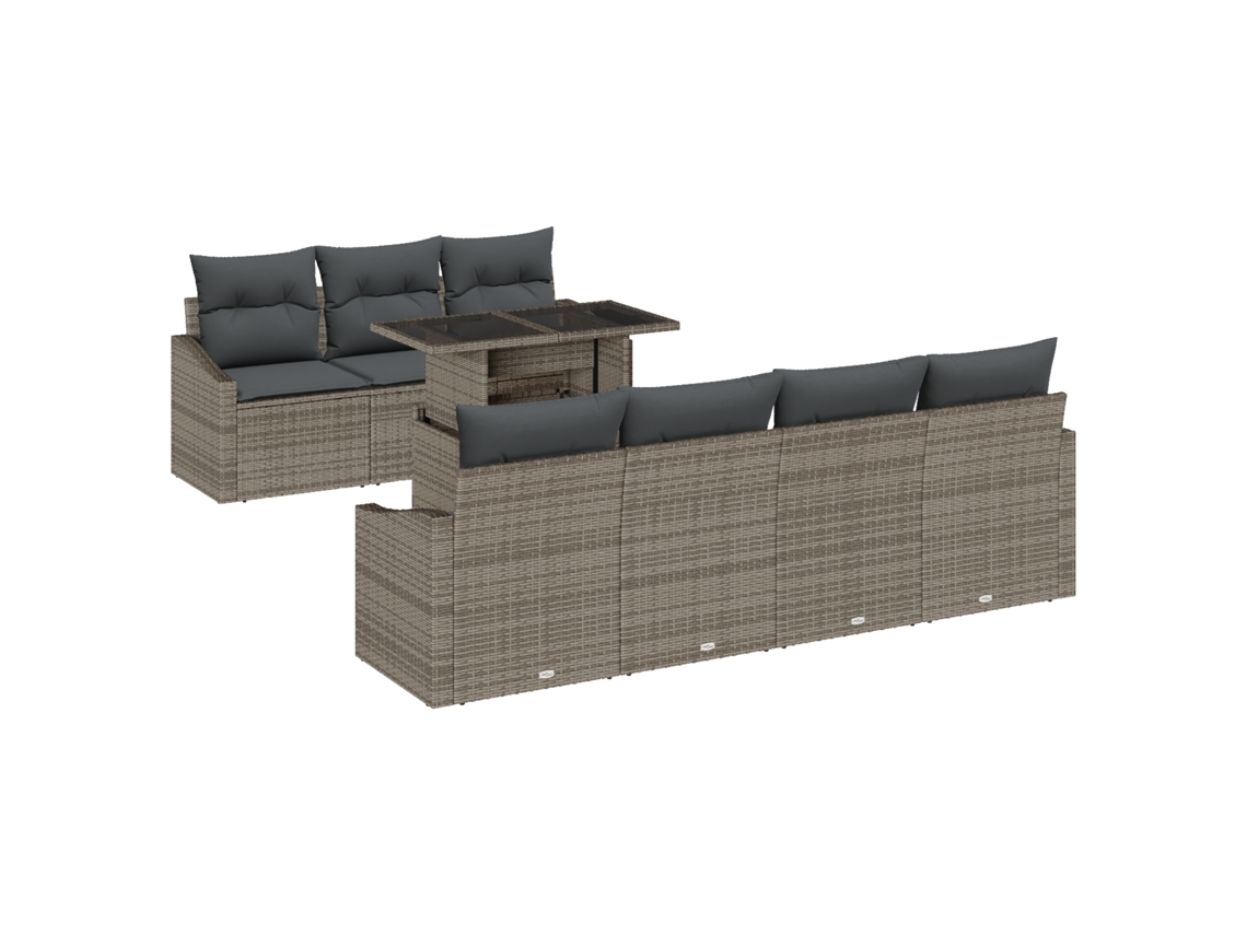 Conjunto 8 Conjunto De Sofá De Jardim Vidaxl Cinzento Vime Pe (100 X 55 X 73 Cm)