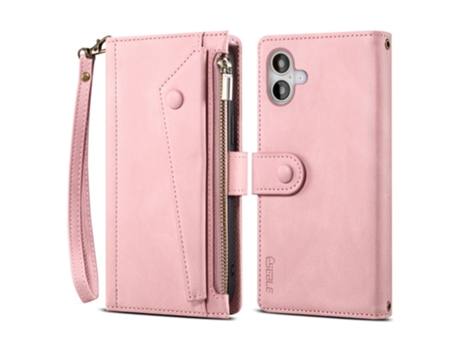Eseble Capa Em Couro Pu Com Suporte Para Apple Iphone 16 Plus - Ouro Rosa