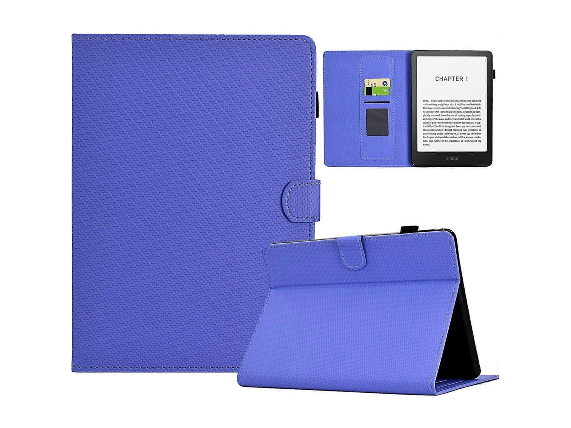 Capa Para Amazon Kindle Paperwhite (2024) Com Textura De Fibra De Carbono E Couro Sintético, Com Suporte, Roxa