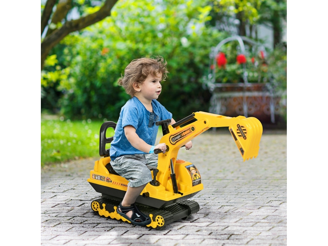 Escavadora De Passeio Com Caçamba E Buzina, Arrumação Sob O Assento, Carga 30kg, 1,5-4 Anos, Amarelo
