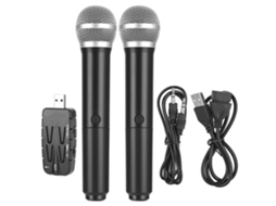 Conjunto De Microfones De Computador Dinâmico Duplo Profissional Uhf Sem Fio Para Desktop E Laptop Com Conexão Usb3.0