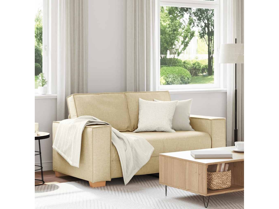 Vidaxl Sofá De 2 Lugares Em Tecido Creme 160x78x84 Cm