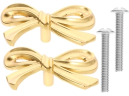Puxadores Decorativos Para Gavetas E Armários, Em Latão Dourado Com Design De Laço, Conjunto De 2 Peças Puxadores