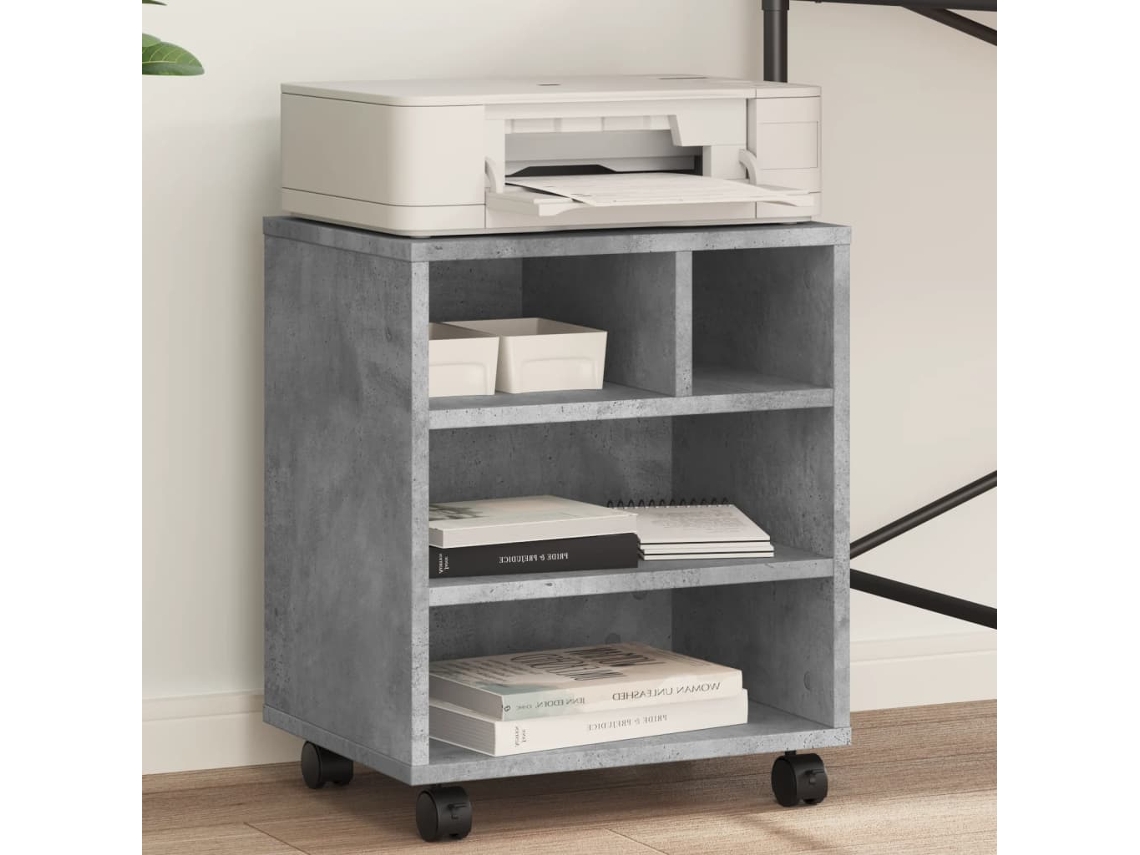 Vidaxl Suporte Para Impressora Com Rodas 41x32x48 Cm Cinzento Cimento