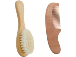 Escova De Banho Para Bebê Em Madeira Faia Com Lã Natural, Escova Para Lavar O Cabelo, Massagear O Couro Cabeludo E