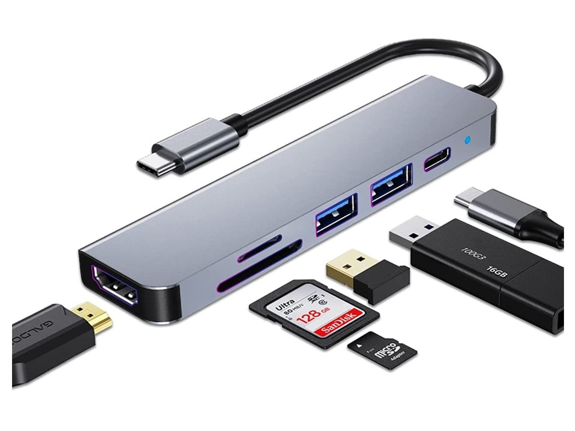 Hub Usb C Adaptador Usb C Multiporta Para Macbook Pro E Acessórios Air Hub Dongle 6 Em 1 Com Hdmi 4k Tira Lalamoli
