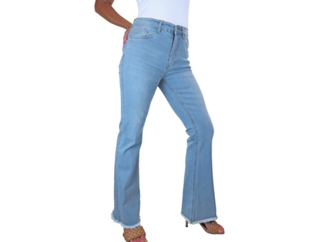 Jeans de Mulher PAULO DUE Frayed Hem Flared Azul (40)