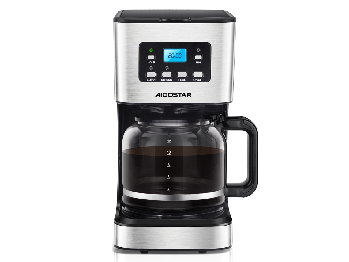 Máquina de Café de Filtro Aigostar DarcyX 1,5 L | Ecrã LCD | Filtro Reutilizável | Programável | Função de Autolimpeza | Função para Manter Quente