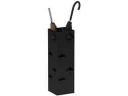 Suporte Metálico para Guarda chuvas. 4 Ganchos. Padrão de Nuvem e Guarda chuva. Bandeja de Gotejamento. Preto Ge