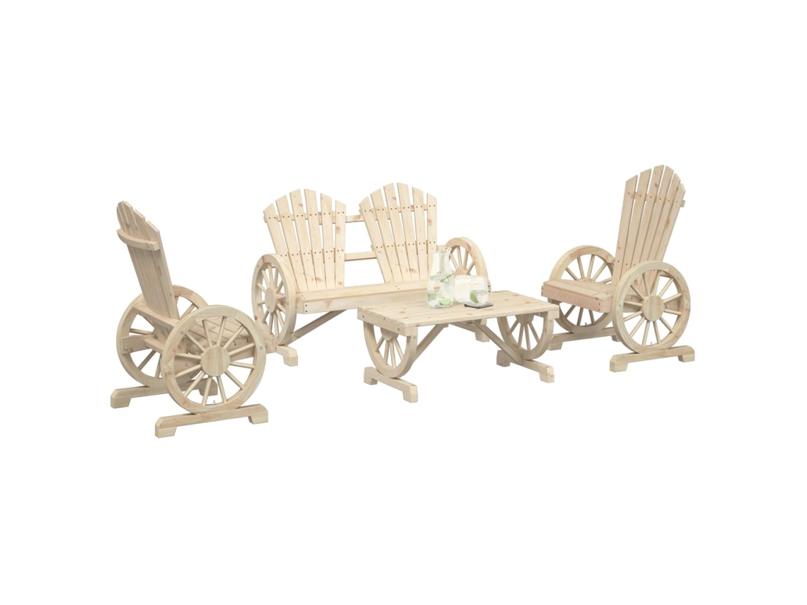 Conjunto de 4 peças de sala de estar de madeira feita de abeto Maciça Dkd Home Decor