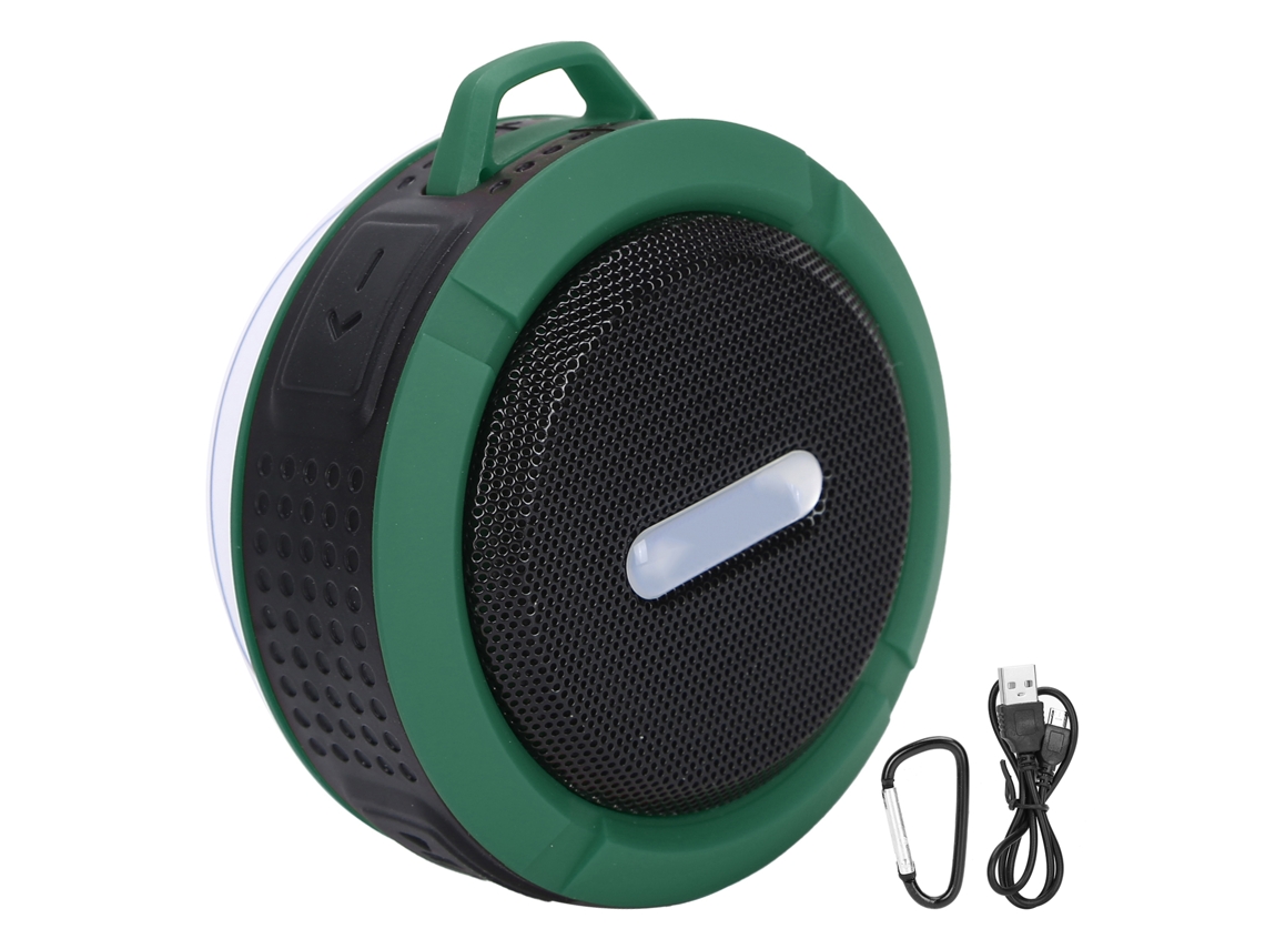 Caixa De Som Bluetooth Com Gancho E Ventosa Subwoofer Mini À Prova D'água Para Esportes Ao Ar Livre Verde