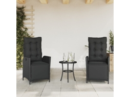 Cadeiras Jardim Reclináveis 2 Pcs C/ Apoio De Pés Vime Pe Preto Dkd Home Decor