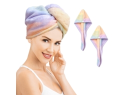 Pacote Com 2 Toalhas De Microfibra Para Cabelo Rainbow De Secagem Rápida