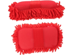 Conjunto De 2 Esponjas De Lavagem Leves Em Poliéster Vermelho Com Listras, Para Carros.