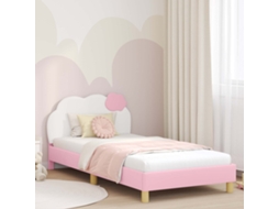 Vidaxl Estrutura De Cama Infantil Com Cabeceira Rosa 90 X 190 Cm Pu