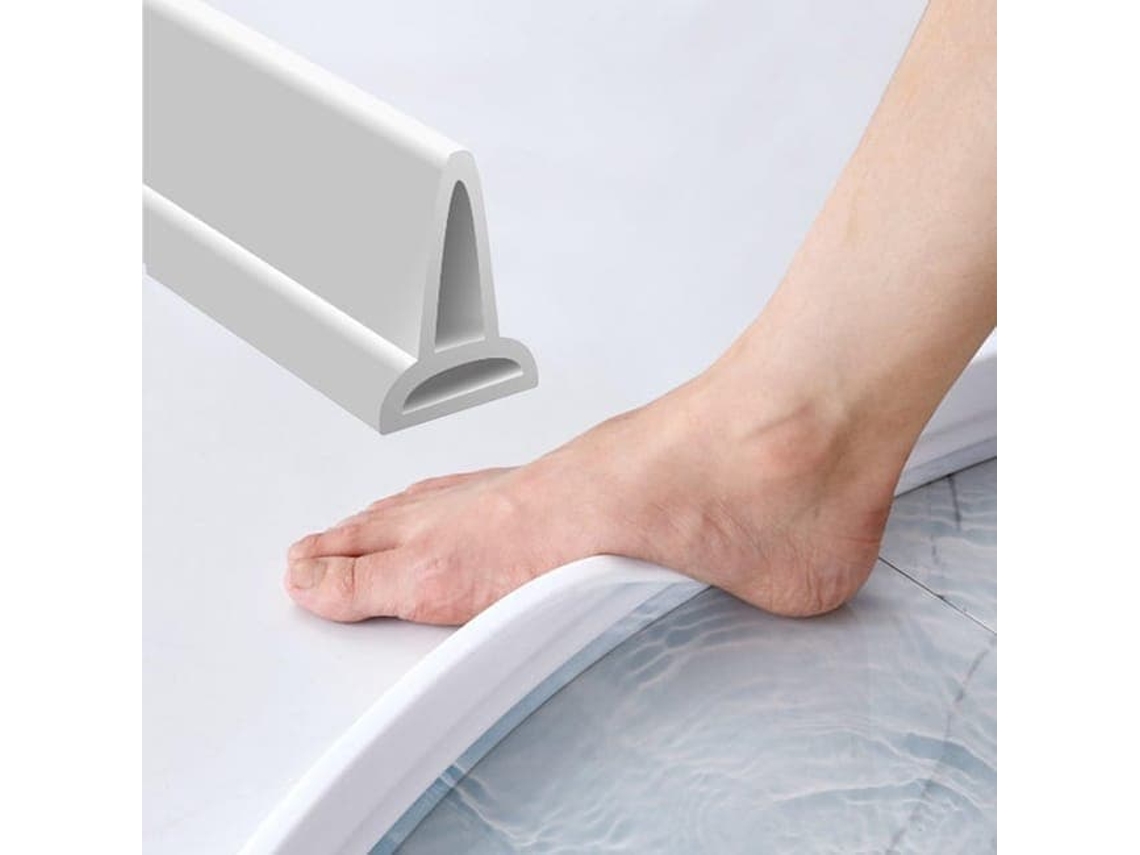 Barreira De Água Para Soleira De Chuveiro, Fita De Vedação Flexível Autoadesiva Em Pvc Para Porta De E Piso De Banheiro, 1 M, Branca