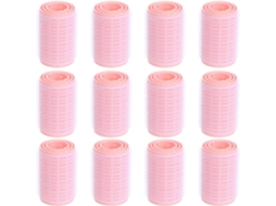 12 Rolos De Cabelo Autoadesivos Rosa, Rolos De Modelagem Em Pp, Eficazes