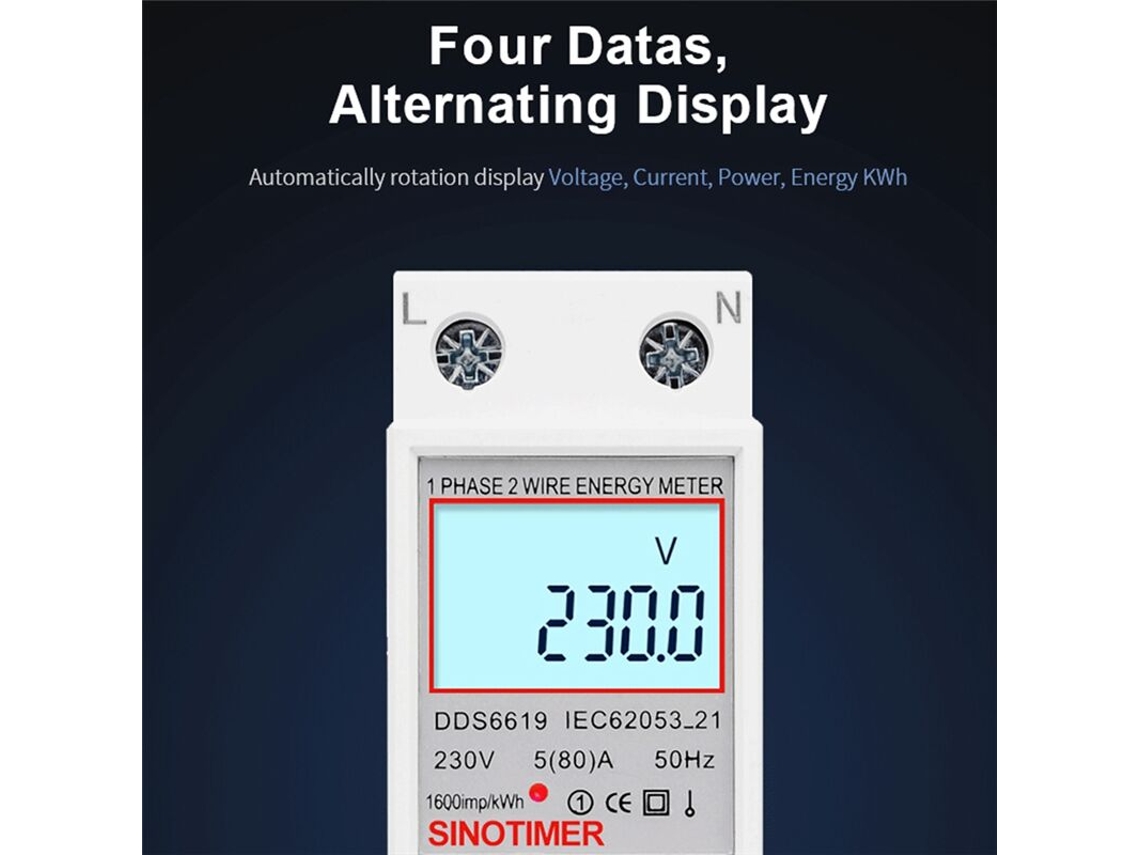 Wattímetro Digital Lcd Dds6619 008, Monofásico, Bifilar, Medidor De Consumo De Energia Elétrica, Kwh, Ca 230 V, 50 Hz Brilvibera