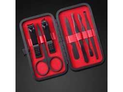 Trousse de Manucure Et Pédicure 7pcs 2025, Ensemble En Acier Inoxydable Avec Étui En Cuir Rouge