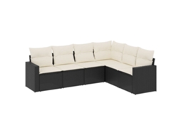 Maison Exclusive - 6 Pcs Conjunto Sofás De Jardim C/ Almofadões Vime Pe Preto
