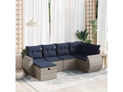 Vidaxl 6 Pcs Conjunto Sofás De Jardim Com Almofadões Vime Cinzento