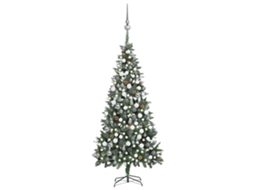 Vidaxl Árvore Natal Artificial Pré-iluminada C/ Bolas E Pinhas 210 Cm