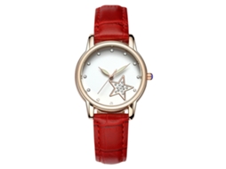 Relógio de Moda Feminino de Couro com Mostrador Redondo Elegante para Ocasiões Formais (vermelho)