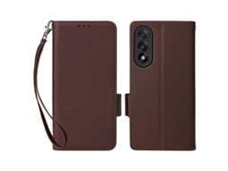 Funda De Couro Pu Para Oneplus Nord 5 5g Com Pulseira De Textura De Lichia E Carteira Marrom Marrón