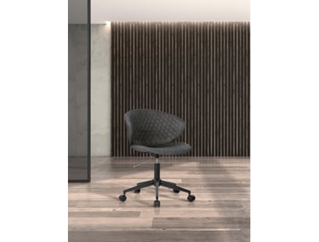 Cadeira de Estudo HISPANOHOGAR Zoe Pele Sintética Cinzento com Rodas 73-82X60X54 Cm