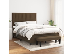 Vidaxl Cama Com Molas/colchão 140x190 Cm Tecido Castanho-escuro