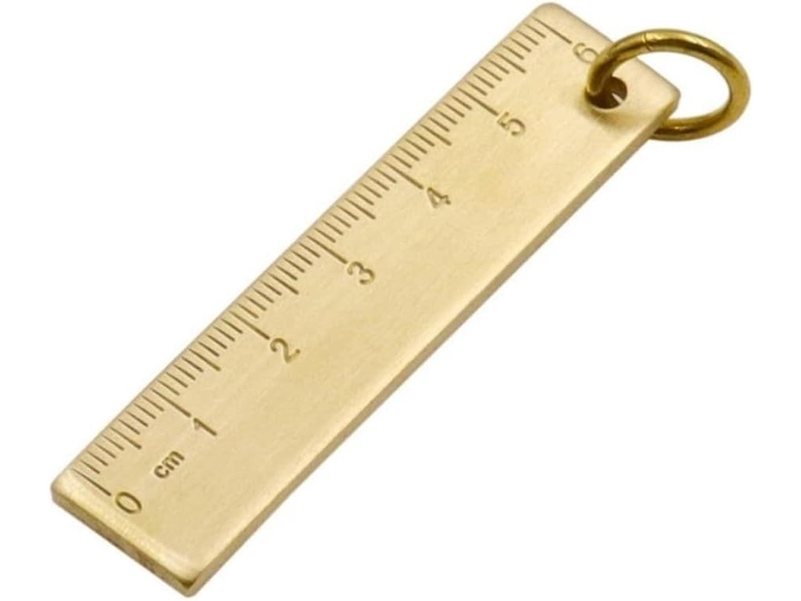 Régua Fabuletta Em Latão Grosso E Cobre Com Escala De 6cm, Pequena Escala De Metal Polido À Mão, Chaveiro, Ferramenta De