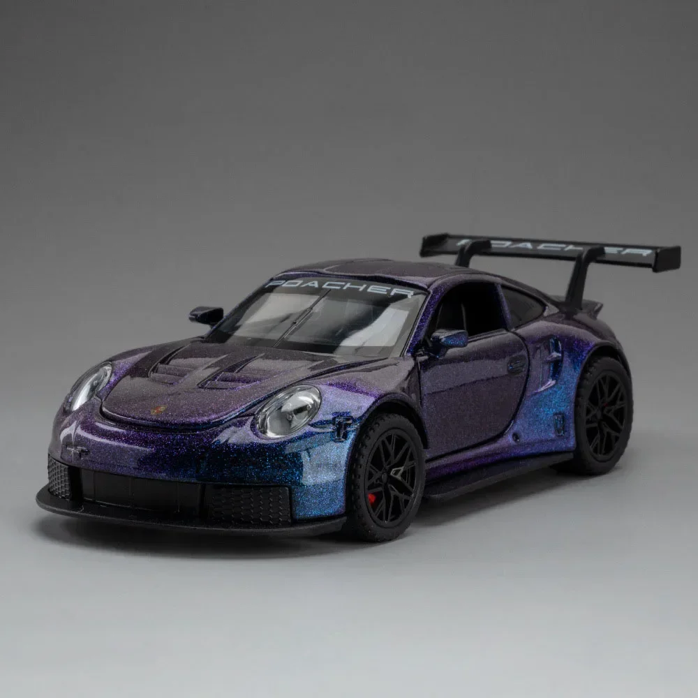 (gt3rs Roxo) Modelo De Carro Esportivo Em Escala 1:32 Com Funções De Som E Luz, E Portas Que Podem Ser Abertas.