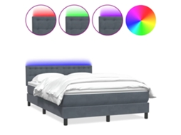 Cama Box Spring Vidaxl Cinzeto Veludo (160 X 210 Cm)