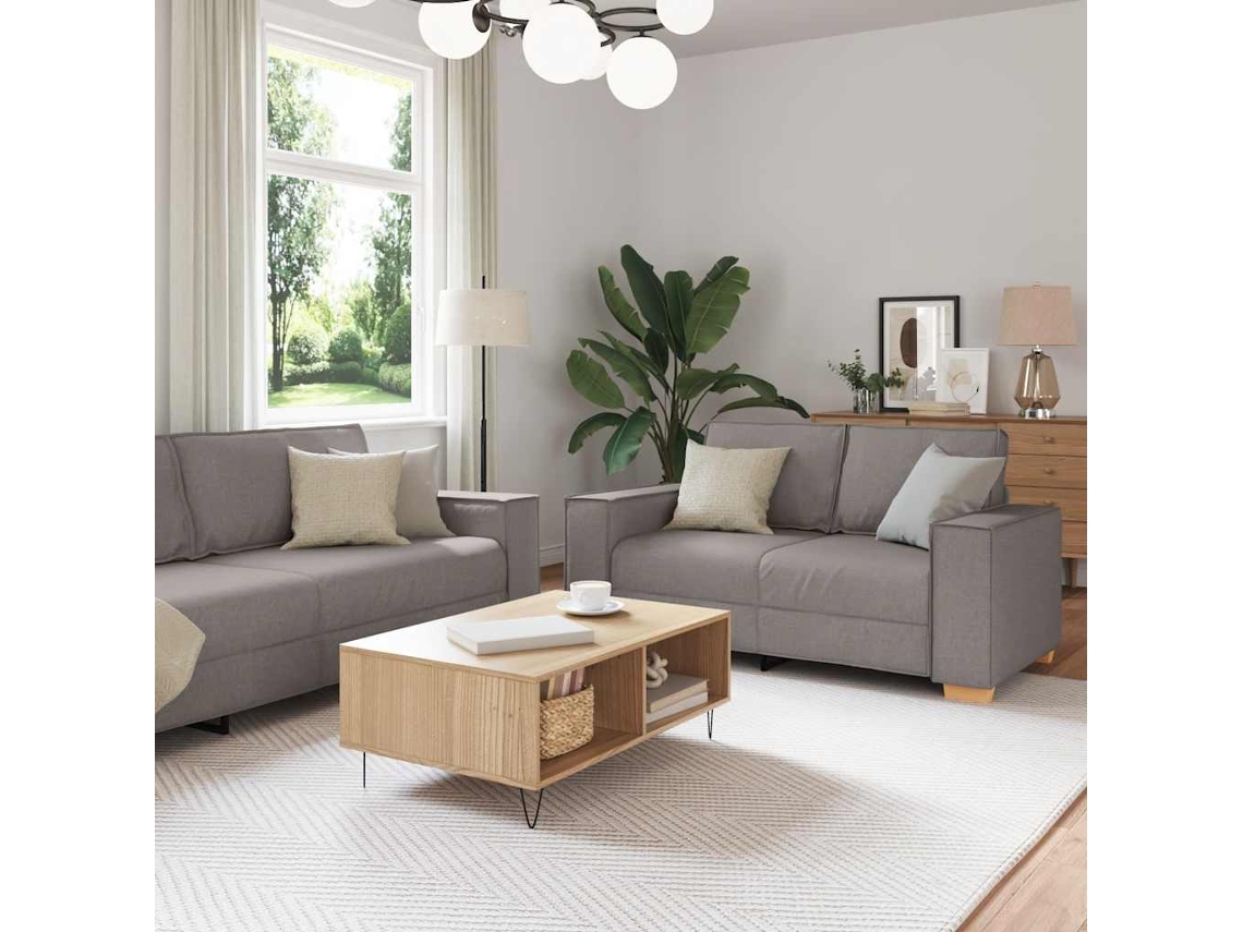 Vidaxl Conjunto De Sofá De 2 Peças Com Almofadas Em Tecido Taupe